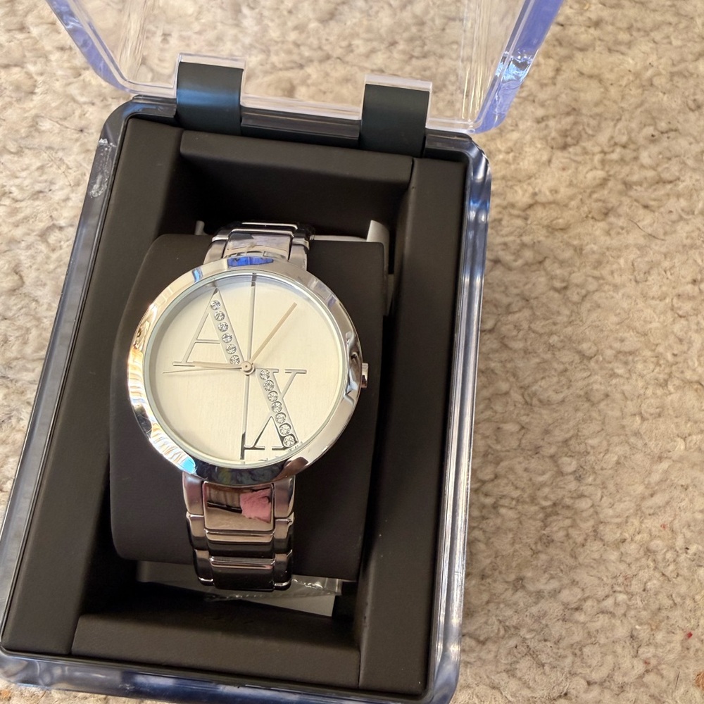 Armani Exchange Silver and White Women’s Watch